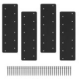 4 Pcs 15.7x5Straight Steel Flat Plate,Heavy Duty Mending Plate With Black Powder-Coated Joining Brackets, I Shape Strap Metal Pl