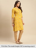 Rangita Yellow Cotton Knee Length Printed Straight Kurti For Women | Kurta For Women_M Yellow M 626637741592G