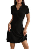 Toplot Casual Wear Dress For Women || Knee Length || Half Sleeve || Strip Dress (Kit-Dress-5237-Black-Xl),Black,,B0DZXFCP1F