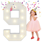4FT Light Up Numbers Letters, Mosaic Numbers for Balloons, Marquee Light Up Letters, Giant Mosaic Balloon Number 9 for 9 Birthda