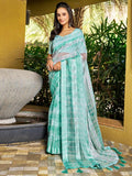 Satrani Womens Pure Chiffon Saree (3398S254N_Turquoise)
