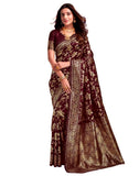 Sugathari Women's Pure Kanjivaram Silk Saree Banarasi Silk Saree With Blouse Piece (SAM PARI S-7) (Maroon)