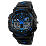 Skmei Stainless Steel Men'S Sports Watch, Large Face Waterproof Dual Time Stopwatch Alarm Led Back Light Count Down Wrist Watch