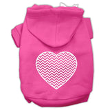 Pet Dog & Cat Hoodie Screen Printed Chevron Heart Bright Pink Sm (3-6 Lbs.) -Used