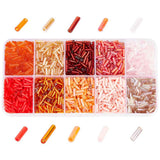 GOMAKERER 90G 10 Colors Glass Bugle Beads, Orange Series Screwy Bugle Beads Long Tube Seed Loose Spacer Bead for DIY Crafting Je