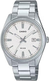Casio MTP1302DA-7AV Mens Vintage Classic Stainless Steel Matte White Dial Date Analog Watch
