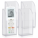 4 Pieces Acrylic Remote Control Holder Clear Wall Mount Media Organizer Single Compartment Pen Holder for Wall Pencil Holder TV