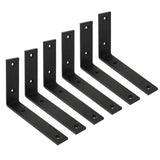 WINKER Shelf Bracket 6 Pack 5 Lx4 Hx1.5 W 5mm Thick Heavy Duty Black 5 Inch Metal Iron L Brackets for Wall Shelves