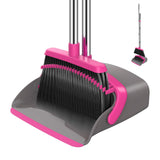 NACENA Broom and Dustpan Set with 52in Long Adjustable Handle, Grey Rose