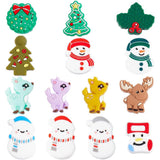 SUNNYCLUE 1 Box 14Pcs Christmas Silicone Beads Silicone Focal Beads Bulk Snowman Christmas Tree Shaped Beaded Reindeer Animal Sh