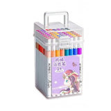 ECOMISTIQ 24 Pieces NonBleeding 24 Acrylic Markers NoPress Acrylic Marker Set Latching Lid Marker Carrying Case White Barrels