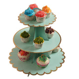 YLDW Cupcake Stand with Lace Trim, 3-Tier Cupcake Stand Display, Cardboard Cup Cake Tower Stand, Disposable Dessert Stand for Bi