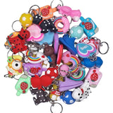 12 Mix Designs Cute Cartoon Silicon Soft Rubber Keychains Multicolored.