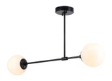 XiNBEi Lighting Semi Flush Light, 2 Light Globe Semi Flush Mount Ceiling Light, Black Bedroom Close to Ceiling Light XB-SF1211-2