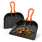 2 Pack Metal Dust Pans Heavy Duty, 11.8in Outdoor Dustpan with Rubber Handheld Handle, Large Shovel Wide Scoopers for Indoor, Fi