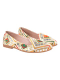Shoetopai Women'S Golden Ethnic Embroidered Slip-On Belly With Mirror Work Traditional Multicolor Juttis For Casual & Festive Eu42,Golden,9,B0DZVN2B64