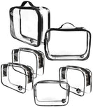 JAVOedge (6 PCS SET: 2 qty x Large Size, 4 qty x Small Size Clear PVC Cosmetic Makeup Organizer, Travel Toiletry Bag