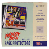 Memory Book - 12 X 12 Scrapbook Page Protectors, Top Loading, Clear, 50/Bx, 62227