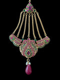 BR463 Deepa multicolor bridal cz necklace set with jhoomar tika ( READY TO SHIP )