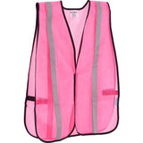 Global Industrial™ Hi-Vis Safety Vest 1 Reflective Strips Mesh Pink One Size