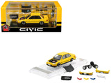 Honda Civic EF2 Custom Yellow with Alternate Parts 1/64 Diecast Model Car by BM Creations