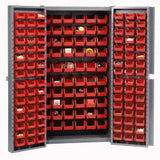 Global Industrial™ Deep Door Bin Cabinet 156 Red Bins Assembled 38W X 24D X 72H