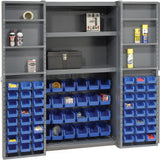 Global Industrial™ Deep Door Bin Cabinet 72 Blue Bins Assembled 38W X 24D X 72H