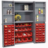 Global Industrial™ Deep Door Bin Cabinet 68 Red Bins Assembled 38W X 24D X 72H