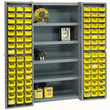 Global Industrial™ Deep Door Bin Cabinet 96 Yellow Bins Unassembled 38W X 24D X 72H