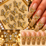 Queen - Nail Charms 10pc - #121 Gold Butterflies w/ White Stones
