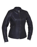 Ladies Derringer Lambskin Leather Jacket,Black,Size 3XL