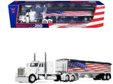 Peterbilt 389 with 48 Flat Top Sleeper and 43 Wilson Pacesetter High Side Grain Trailer Wilson USA 250 White 1/64 Diecast Mo