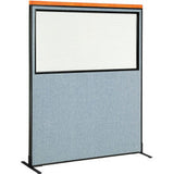 Interion® Deluxe Freestanding Office Partition Panel W/Partial Window 60-1/4W X 97-1/2H Blue