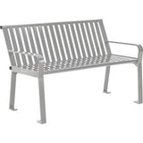 Global Industrial™ 4 Outdoor Bench With Back Vertical Steel Slat Gray