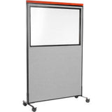 Interion® Mobile Deluxe Office Partition Panel With Partial Window 48-1/4W X 100-1/2H Gray