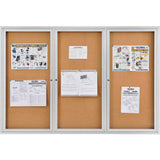 Global Industrial™ Enclosed Cork Bulletin Board - 72W X 48H - 3 Door
