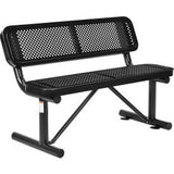 Global Industrial™ 4 Outdoor Steel Bench W/ Backrest Perforated Metal Black