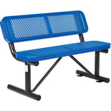 Global Industrial™ 4 Outdoor Steel Bench W/ Backrest Perforated Metal Blue