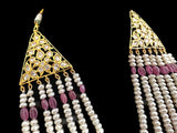 BR310 Bridal jadavi lacha , satlada in moissanite and emeralds ( SHIPS IN 5 WEEKS )