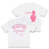 Bold Pink Sonder Lettering Geometric Print Rap Shirt – Modern Streetwear Graphic Tee, Minimalist Aesthetic Urban Unisex Hip Hop Fashion Shirt