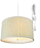 18"W 2 Light Swag Plug-In Pendant Textured Oatmeal with Diffuser White Cord