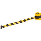 Global Industrial™ Magnetic Retractable Belt Barrier Black Case W/30 Black/Yellow Belt