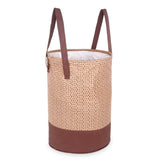 GLUN Foldable Hanging Bag, Round Shape Pack of 1 Printed Beige & Brown Laundry Bag, Water Repellent, Lightweight & Durable Laund