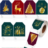 Containlol 300 Pcs Christmas Gift Stickers Name Tags Xmas Self Adhesive Label Stickers Roll Christmas Colorful Gold Foil Labels