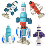 BLmukce DIY Magnetic Robot Building Toy for Kids 3-5, 33 PCS STEM Stacking Playset with Storage Box, Rocket Robot Creative Kit,