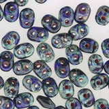 Sapphire Travertine SuperDuo Czech Two Hole Seed Beads 2.5x5mm Approx 20 Grams