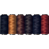6 Rolls Sewing Threads for Hand Sewing Hair Extensions Making Wigs DIY (Black, Dark Brown, Reddish Brown, Brown, Beige, Khaki)