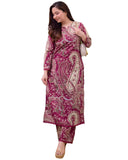 Anni Designer Women'S Rayon Viscose Straight Printed Kurta With Pant (Elevate Rani-Vks02_Xl_Pink_X-Large),Pink,XL