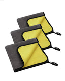 Vocado 3PCS 45cmx38cm 800GSM Super Thick Plush Microfiber Car Cleaning Cloths Car Care Microfibre Wax Polishing Detailing Towels