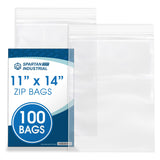 Spartan Industrial - 11X 14(100 Count) 2 Mil Clear Reclosable Zip Plastic Poly Bags with Resealable Lock Seal Zipper
